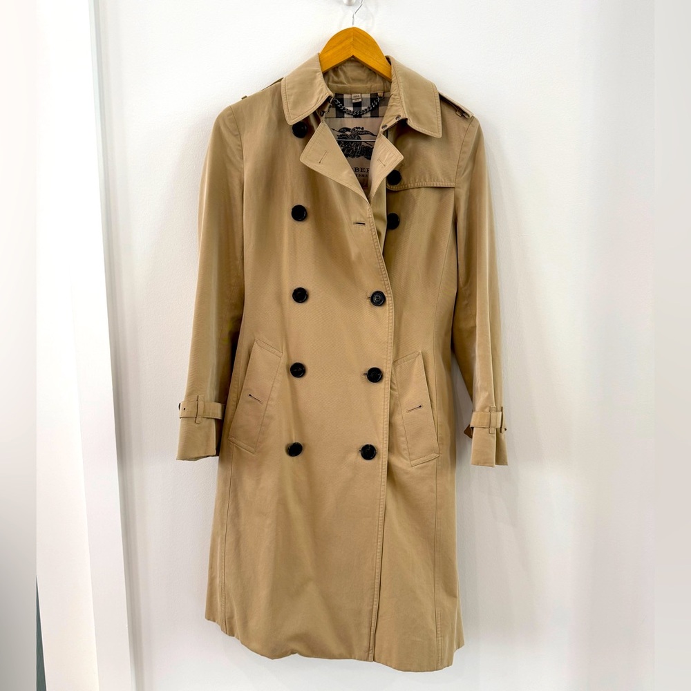 Authentic Burberry Kensington Long Trench Coat (Color: Honey)